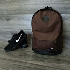 Стильный мужской рюкзак Nike; Найк с кож. дном. Коричневый с черным