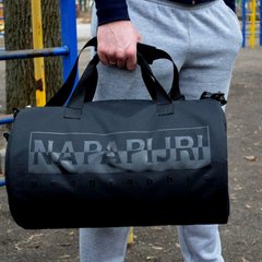 Спортивная дорожная сумка бочонок Napapijri Geographic. Черная с черным.