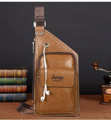 Сумка-рюкзак на одно плечо; кобура; слинг Jeep Buluo. Светло-коричневая / J 604 LB