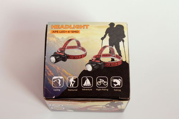 Двухсторонний налобный фонарик Headlight xpe led + 4 smd компактный фонарь