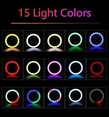 Різнобарвна кільцева LED лампа 20 см з тримачем для смартфона UKC MJ20 RGB світлодіодне кільце