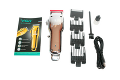 Професійна машинка для стрижки волосся і бороди VGR-678 акумуляторна з насадками металева