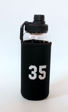 Спортивная бутылка nba 1000мл. баскетбольная фляга стеклянная с чехлом нба