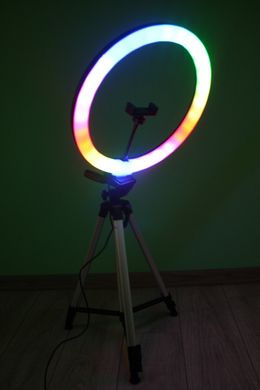 Кольцевая лампа RGB MJ 36см со штативом Набор блогера селфи кольцо