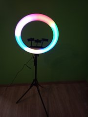 Професійний набір Кольоровий кільцева лампа RGB 45см зі стійкою штативом 210см і пультом набір блогера