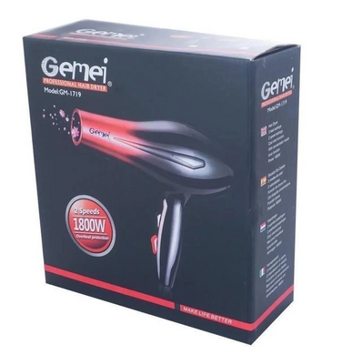 Фен для укладання та сушіння волосся Gemei GM-1719