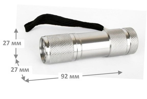 Компактный светодиодный ручной фонарик с ремешком металлический на батарейках