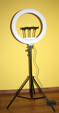 Большая профессиональная кольцевая лампа 45см со штативом пультом и 3 держателя