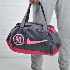 Женская сумка найк; Nike для спорта; фитнеса с плечевым ремнем. Серая с розовым.