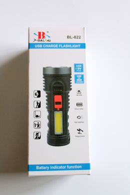 Ручной светодиодный аккумуляторный фонарик BL-822 USB Charging