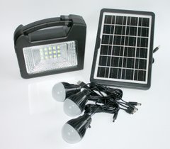 Система автономного освещения и зарядки с солнечной Панелью+Фонарь+Лампы+Кабель
