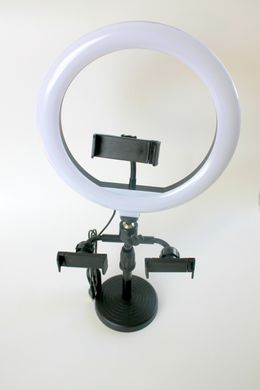 Кольцевая лампа 26см с подставкой и держателями для телефона