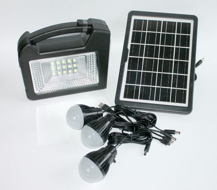 Система автономного освещения и зарядки с солнечной Панелью+Фонарь+Лампы+Кабель