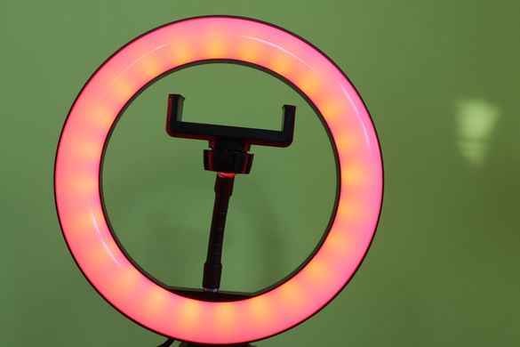 Кольцевая цветная лампа со штативом кольцевой LED свет RGB диаметр 20см с держателем
