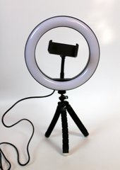 Разноцветная Кольцевая лампа RGB 20см со штативом LED кольцо для селфи блогера с держателем телефона