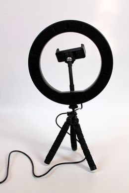 Різнокольорова Кільцева лампа RGB 20см зі штативом LED кільце для селфі блогера з тримачем телефону