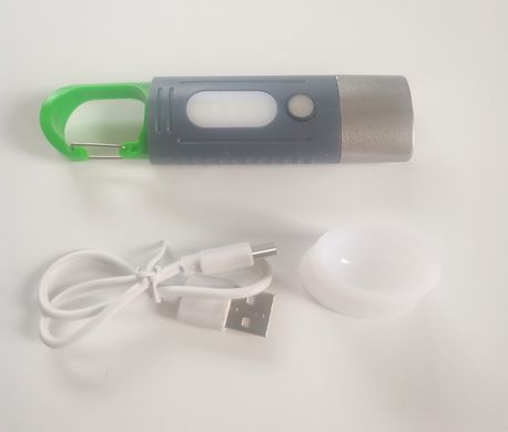 Компактный ручной аккумуляторный фонарик 2в1 с насадкой кемпинговый